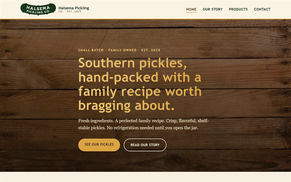 Homepage of the Halsema Pickling Co. website